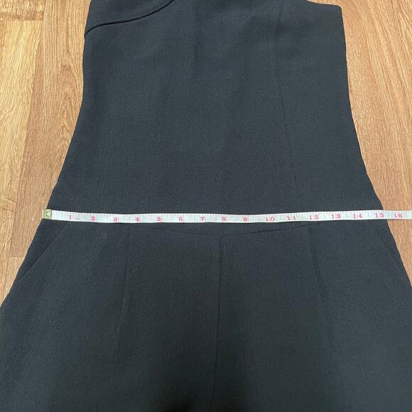BCBGeneration Solid Black One Shoulder Crepe Fitted Jumpsuit Size 2 XS Cocktail - Picture 11 of 14
